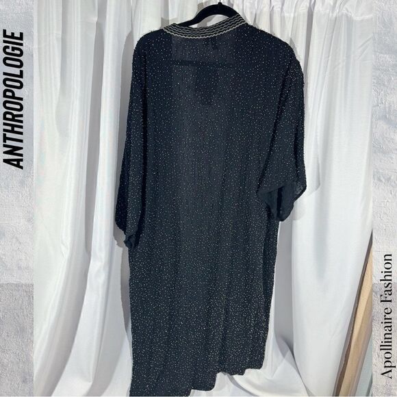 ANTHROPOLOGIE BY BLANK THE ARTIS BEADED KIMONO IN BLACK NWT OS - Picture 8 of 10
